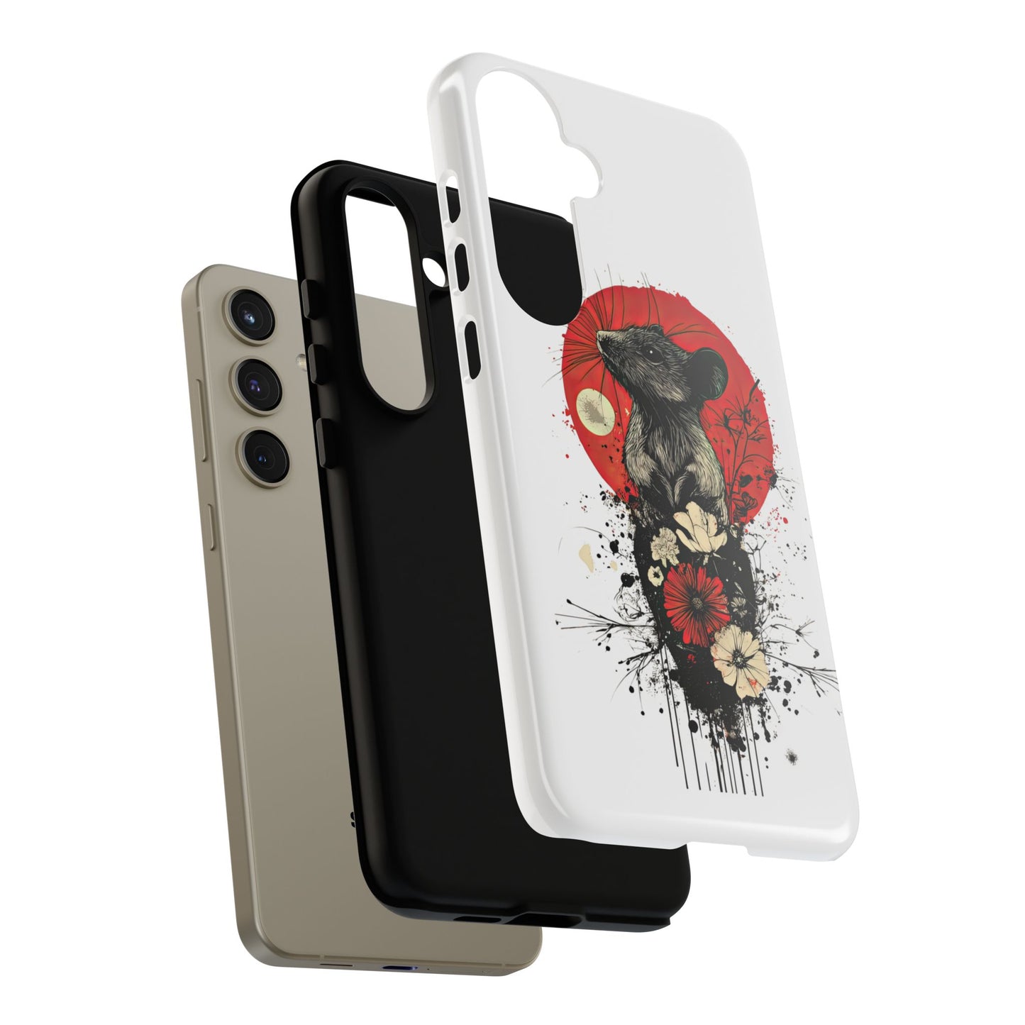 Protective Phone Case – Mouse & Floral Design