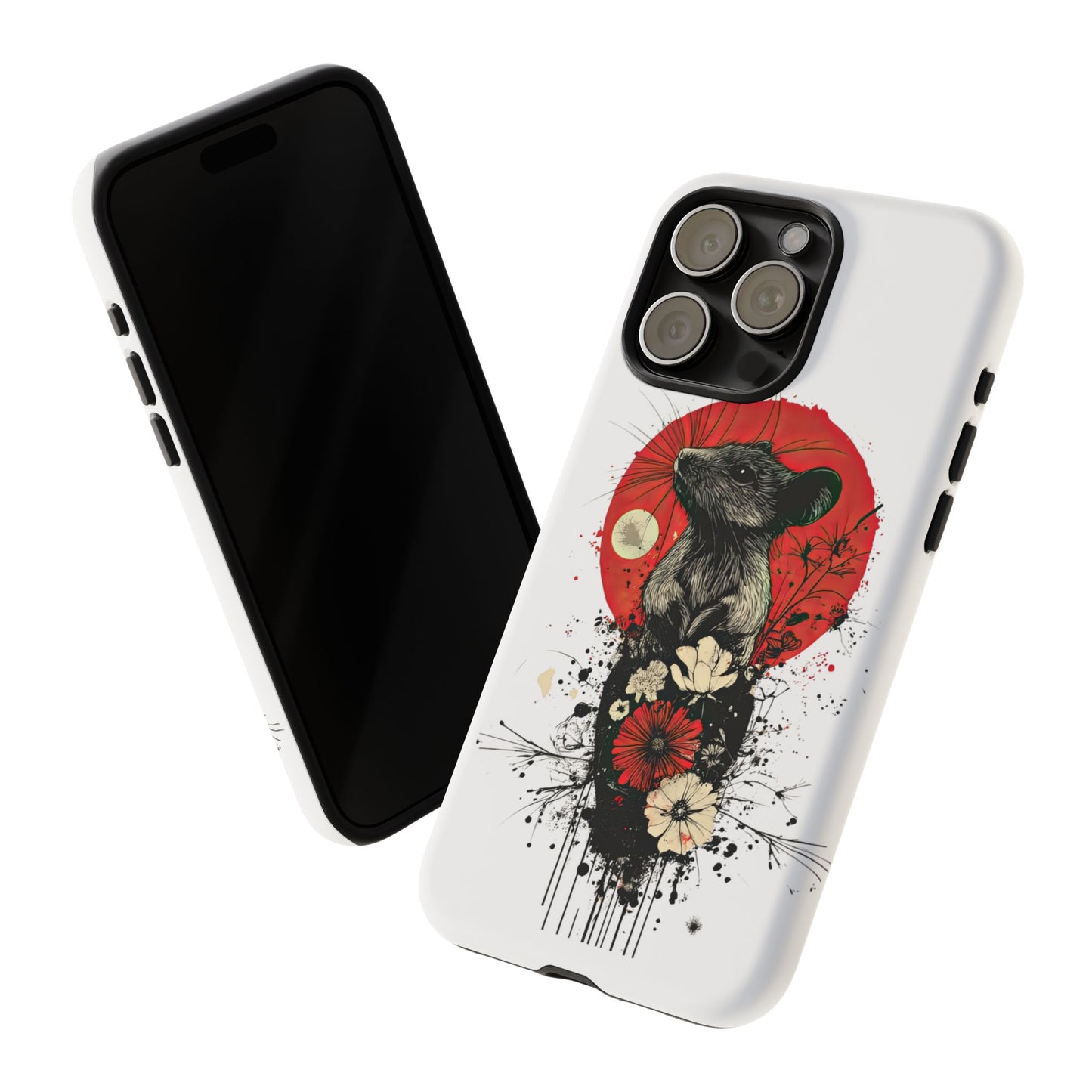 Protective Phone Case – Mouse & Floral Design