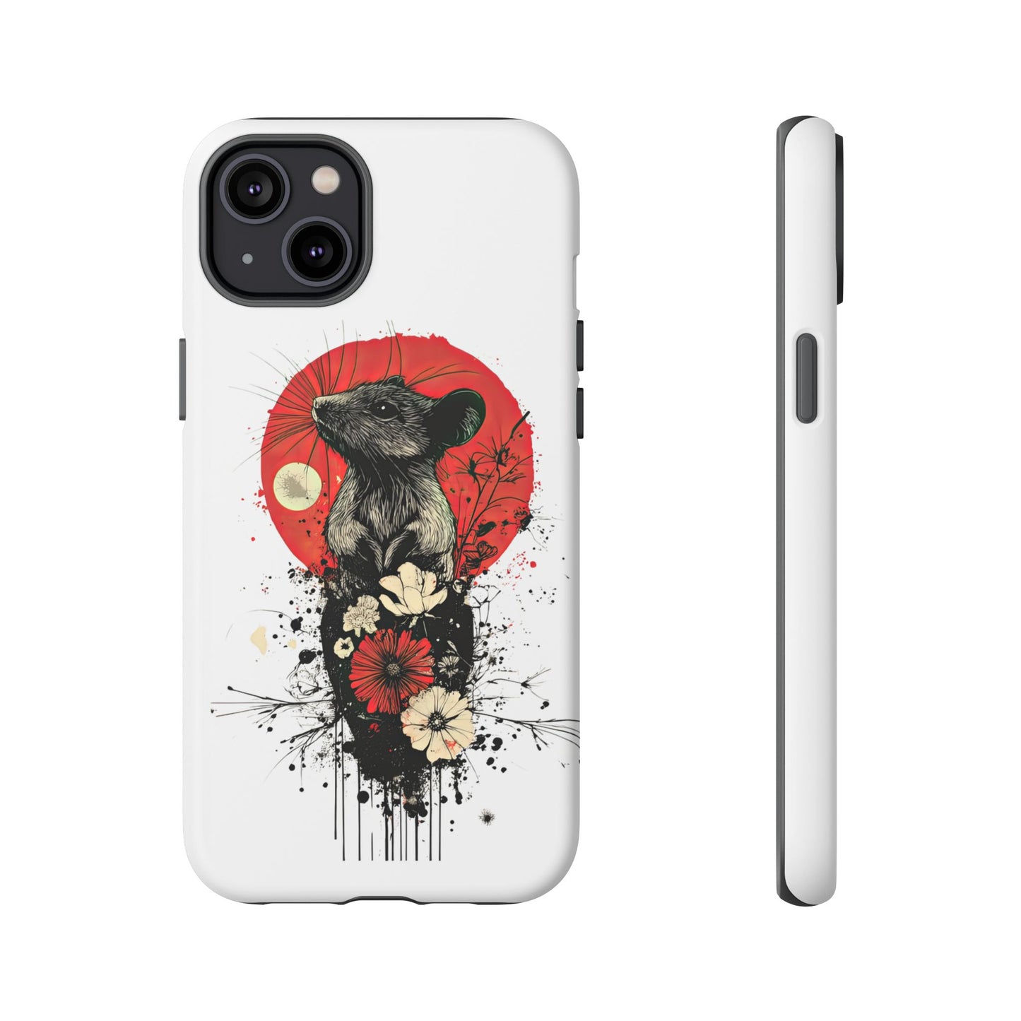 Protective Phone Case – Mouse & Floral Design