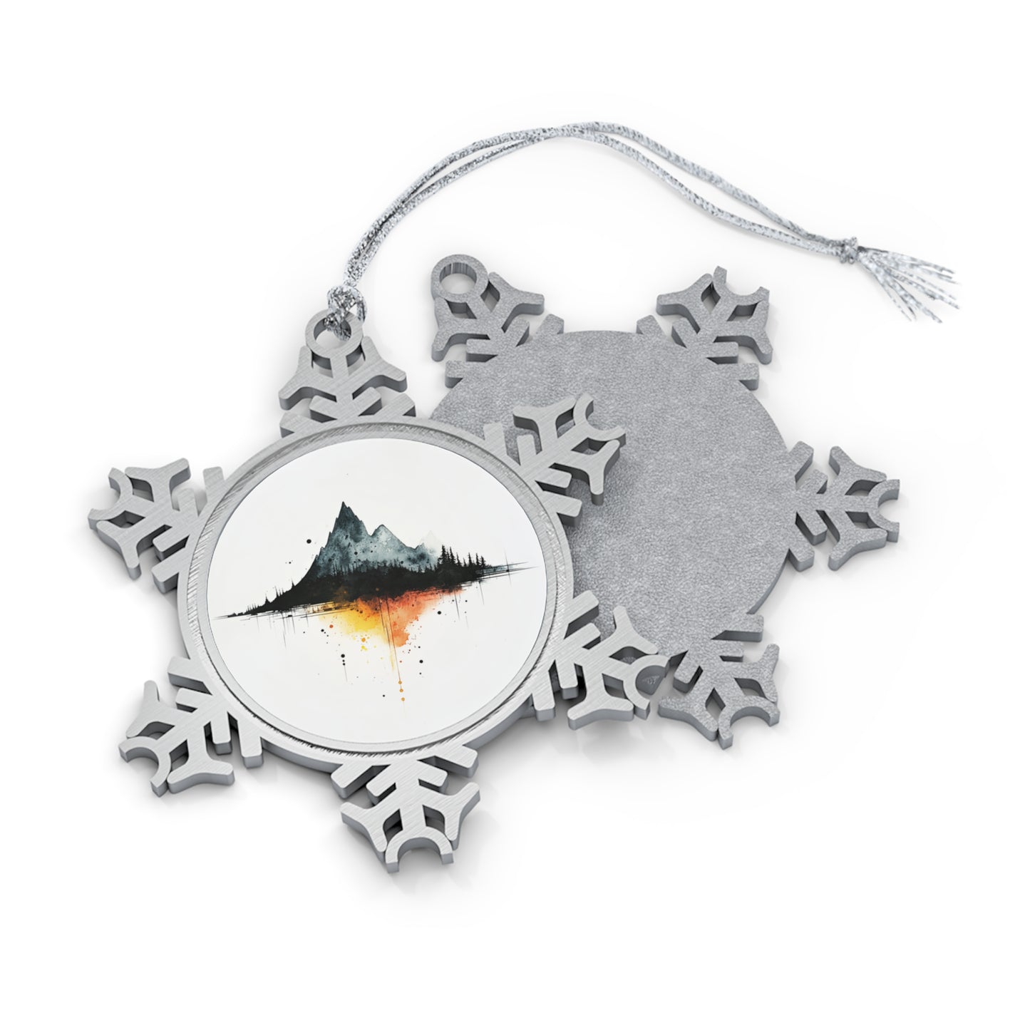 Pewter Snowflake Ornament – Mountain Reflection Design