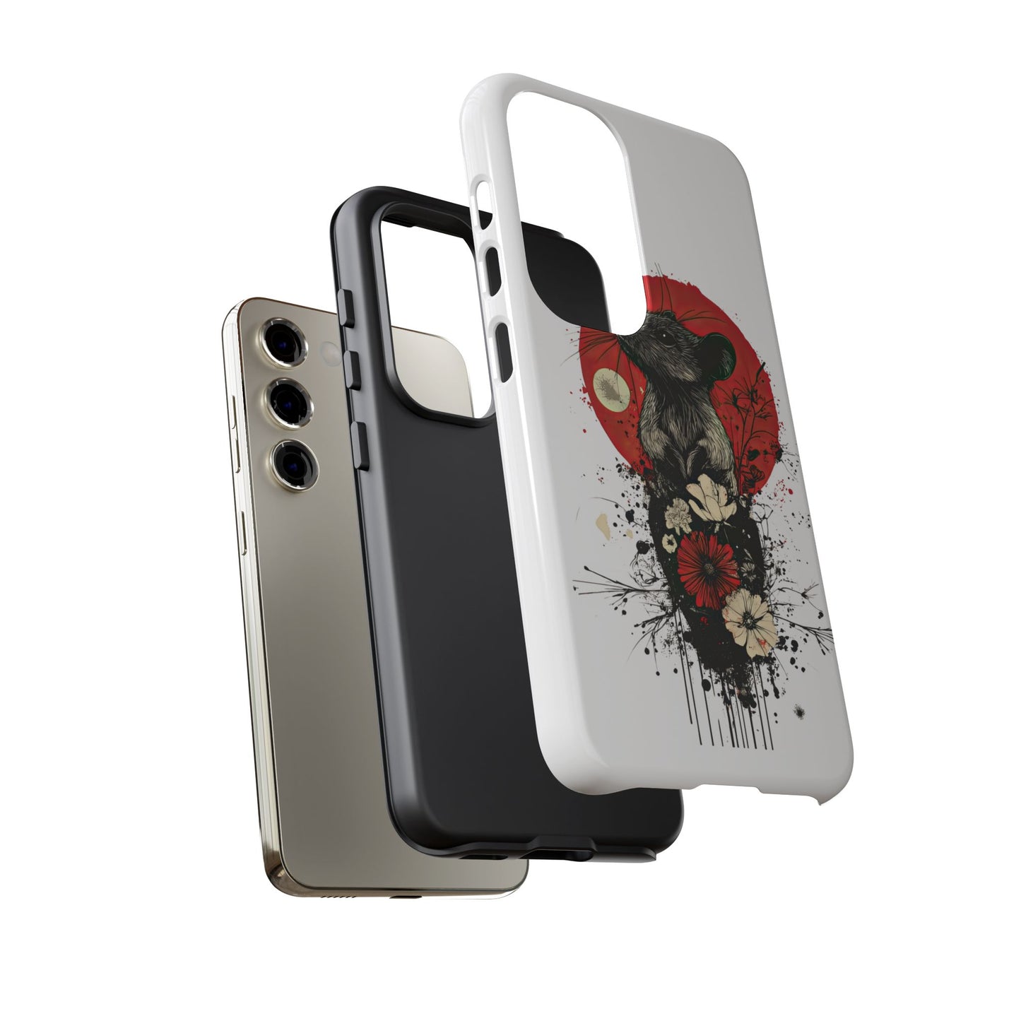 Protective Phone Case – Mouse & Floral Design