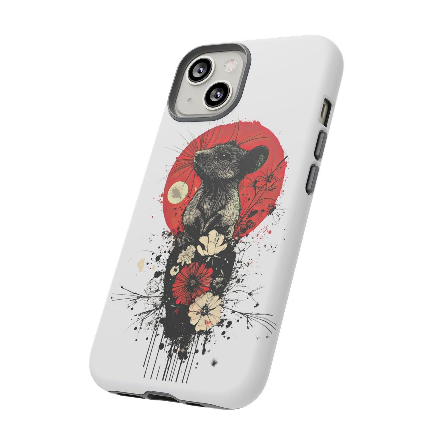 Protective Phone Case – Mouse & Floral Design