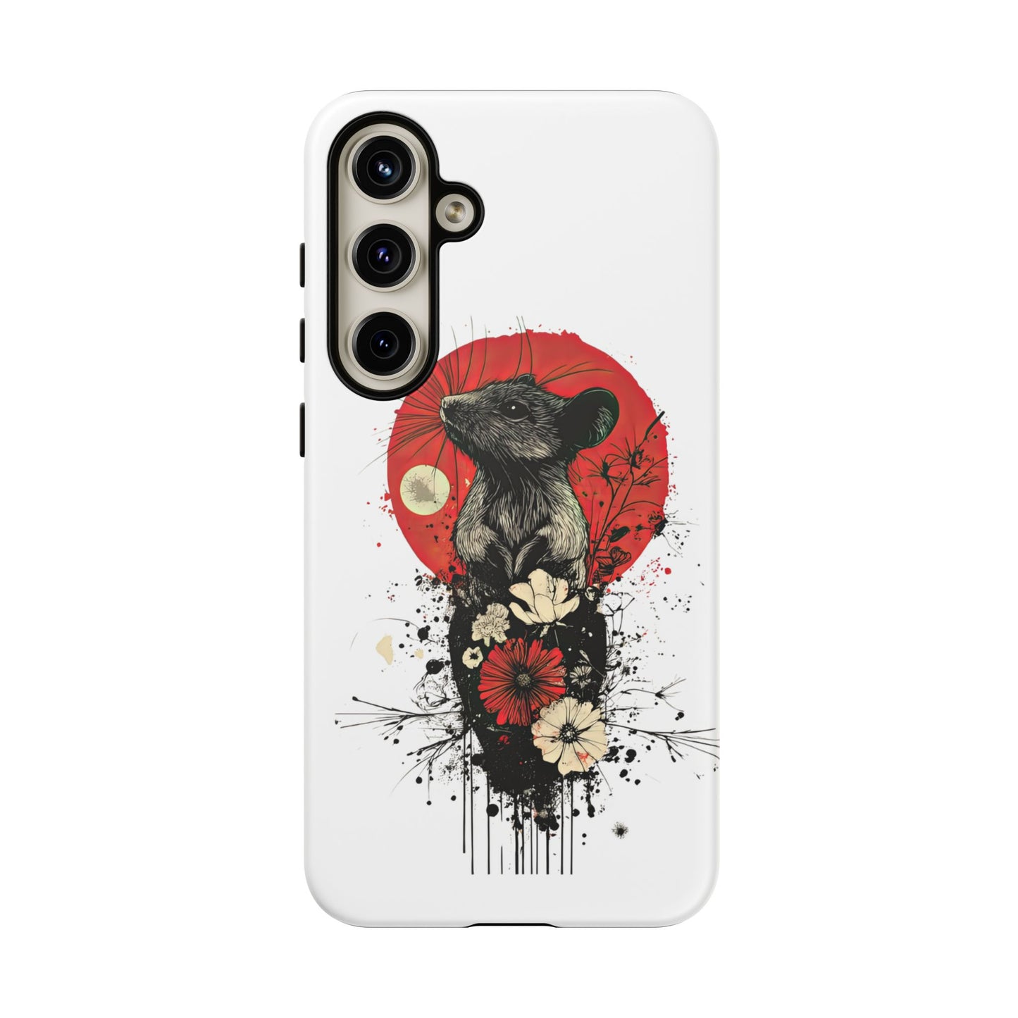 Protective Phone Case – Mouse & Floral Design