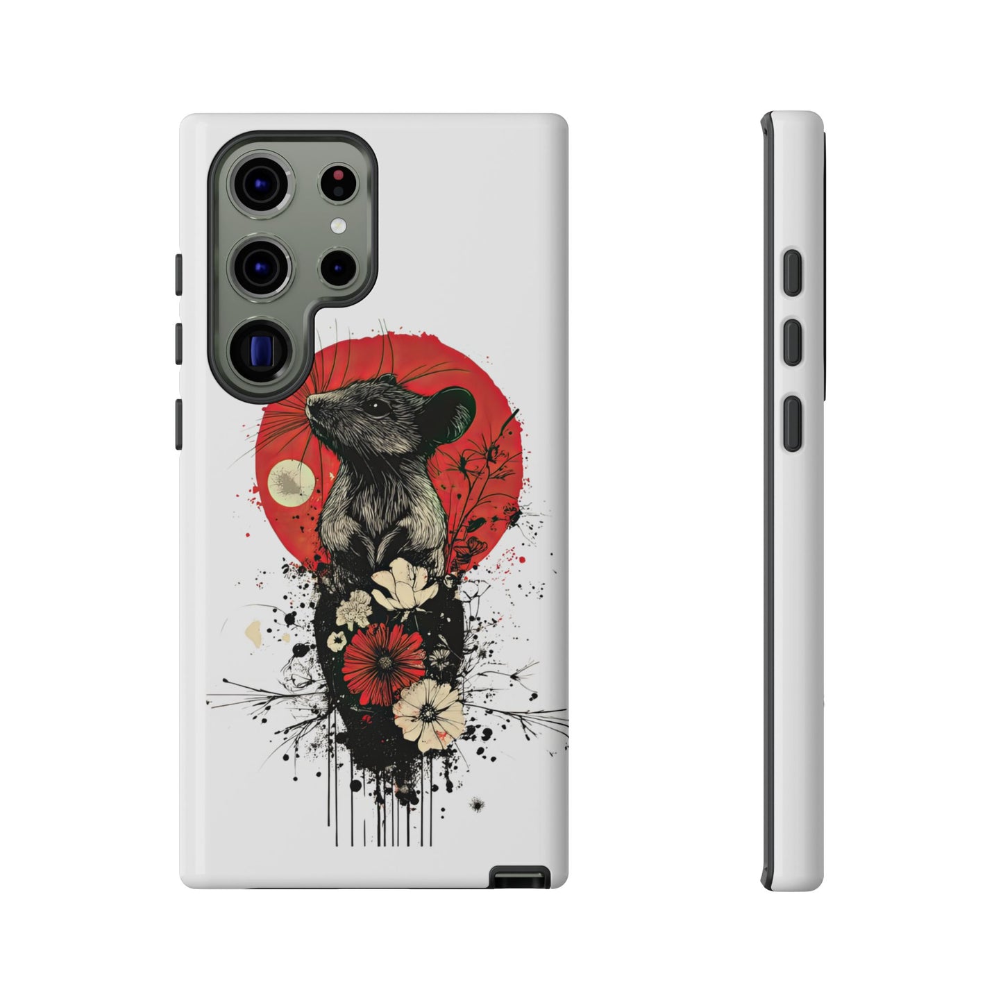 Protective Phone Case – Mouse & Floral Design