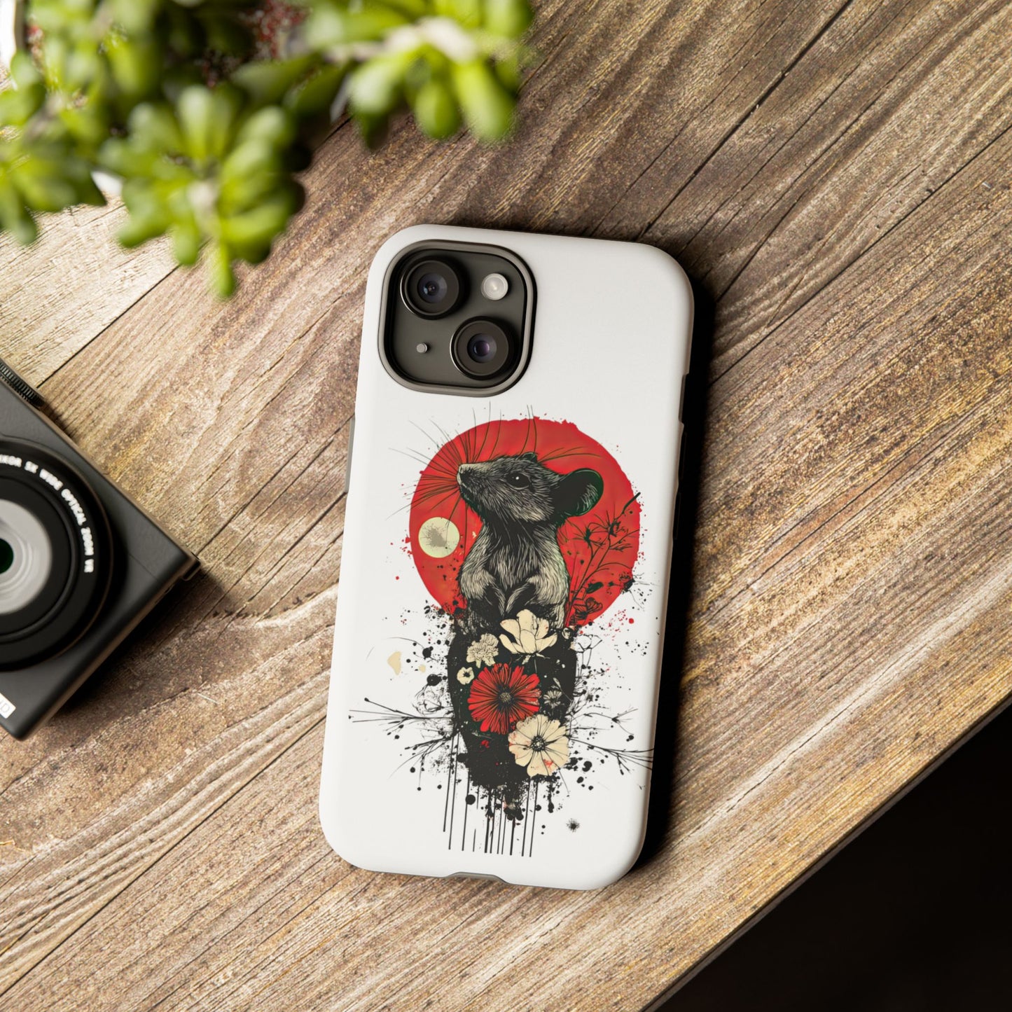 Protective Phone Case – Mouse & Floral Design