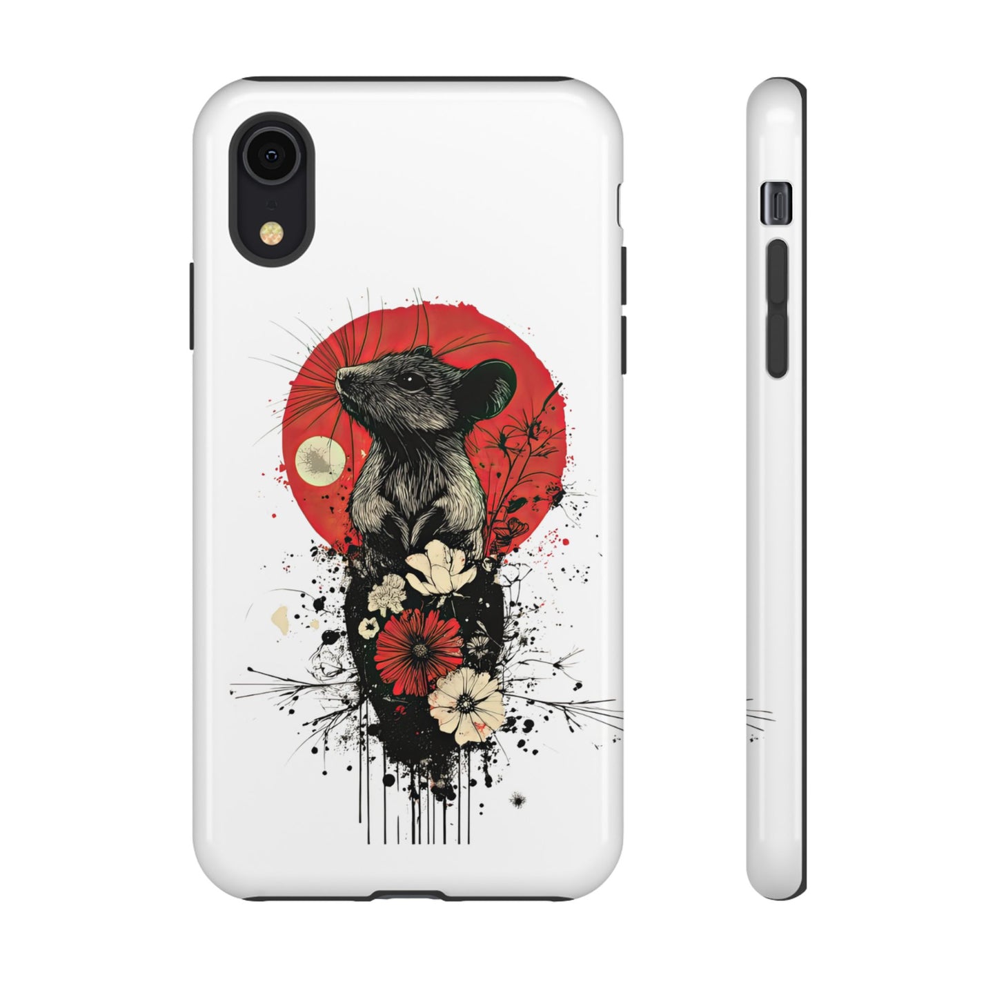 Protective Phone Case – Mouse & Floral Design