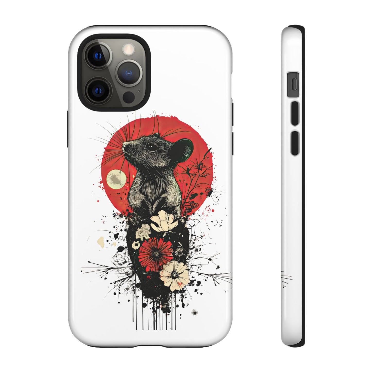 Protective Phone Case – Mouse & Floral Design