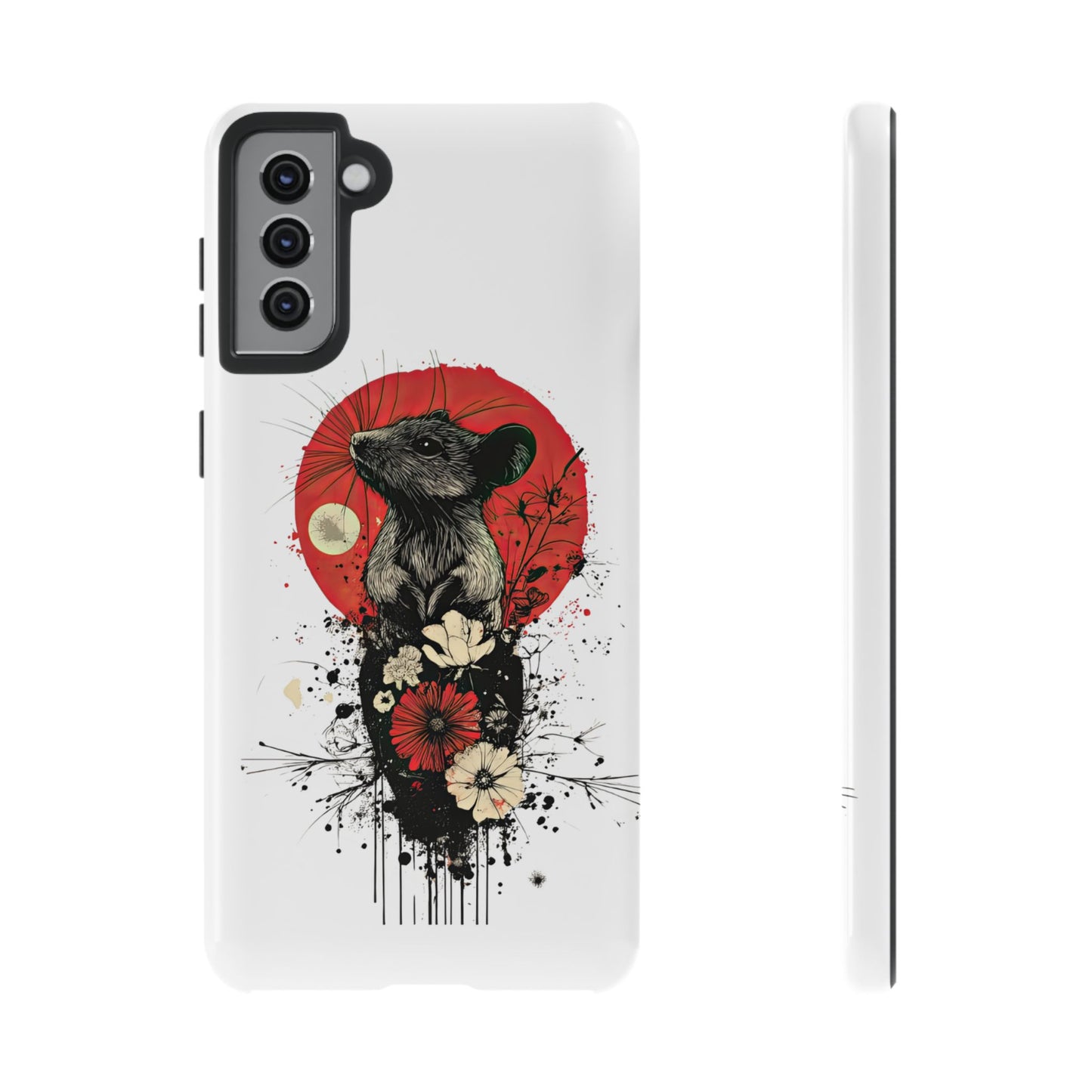 Protective Phone Case – Mouse & Floral Design